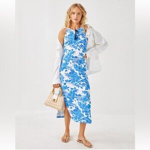 Lilly Pulitzer x Saint James Maxine Blue & White Floral Maxi Dress XL